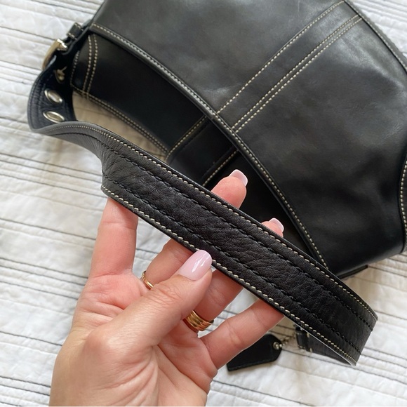 COACH Soho Flap Bag Vintage Y2K Black Leather Silver Buckle - Picture 8 of 12